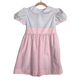 The Beaufort Bonnet Company Pink/White Color Block with Back Tie and Embroidered Collar Dress- Size 8 (see notes)