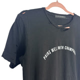 Lulusimonstudio Black Pairs Well with Champagne Distressed Tee- Size S