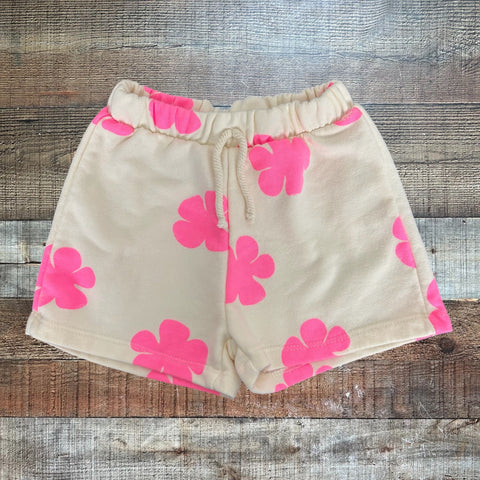 Zara Cream with Hot Pink Flowers Shorts- Size 3-4 years
