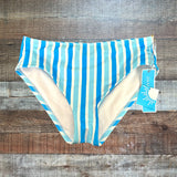 Draper James Awning Draper Blue Stripe Mid Rise Bikini Bottom NWT - Size XS (We Have Matching Top -Sold Out Online!)