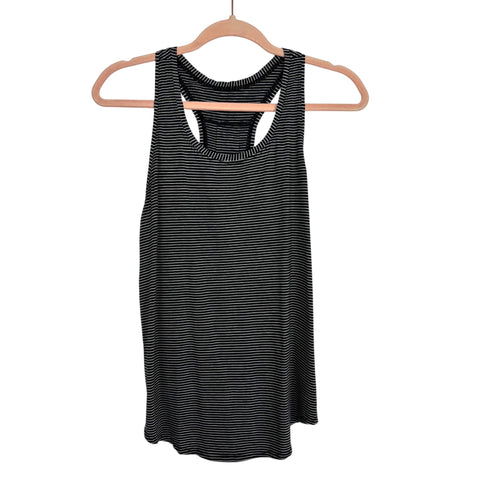 Lululemon Black/White Stripe Racerback Tank - Size ~6 (No Size Tag, Fits Like A 6)