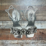 Steve Madden Silver Flower Rhinestone Heels- Size 7 (sold out online)