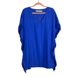 Marie Oliver Blue Silk Fringe Cover Up Dress- Size XS