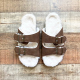 No Brand Faux Fur Lined Sandals- Size 8 (LIKE NEW)