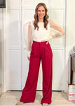 AURA Berry Pleated Wide Leg Pants- Size XS (Inseam 32”)