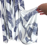 Baltic Born White Navy Leaf Print Double Slit Belted Dress- Size XL
