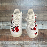 Nike Air Force 1 Leather Embroidered Floral Sneakers- Size 6 (see notes)