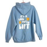 Gildan Light Blue It's a Good Day Pullover Hooded Sweatshirt- Size L (see notes)