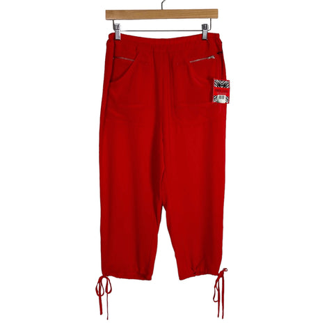 Simon Chang Red Drawstring Cuff Crop Pants NWT- Size S (Inseam 20”)