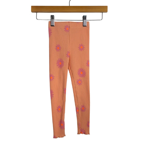 Zara Light Orange Floral Print Pants - Size 3-4 Years