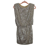 Do+Be Champagne/Silver Sequins with Shoulder Pads Blouson Style Dress NWT- Size S