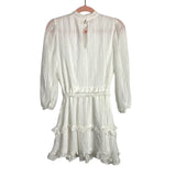 Aeom White Ruffle Tiered Belted Dress- Size S (see notes)