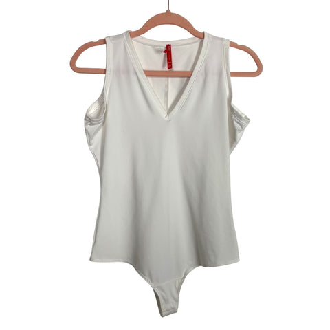 Spanx White V-neck Sleeveless Bodysuit - Size M (See Notes)