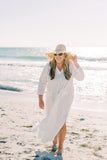 Pomander Place White Windowpane Knit with Side Slits Carolina Caftan Dress- Size XXXL (sold out online)