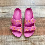 Scoop Double Strap Pink and Orange Slide Sandals- Size 7