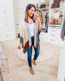 Pink Lily Gray/Beige/Brown Color Block Poncho Style Cardigan- Size OS (sold out online)