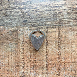 Silver Rhinestone Large Heart Adjustable Ring- Size 6
