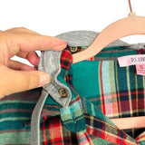 P.S Love Teal/Red/Black Plaid Flannel with Removable Hood Button Up- Size S