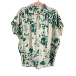 Jodifl Cream and Green Printed Button Up Top- Size S