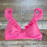 Aerie Pink Ruffle Triangle Swim Top - Size L