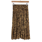 Chartou Brown Animal Print A-Line Pleated Midi Skirt- Size S