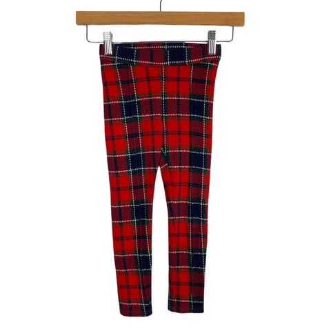 Janie and Jack Red/Green/Navy Plaid Leggings- Size 4