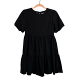 Gabby Black Puff Sleeves Tiered Dress- Size 16 Girls