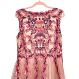 Tadashi Shoji Pink Embroidered Tulle Gown- Size 12