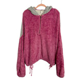 Free People Pink/Grey Zip Up Hooded Pullover - Size S