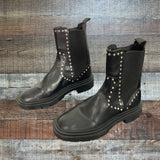 ZARA Black Studded Leather Boots- Size 38