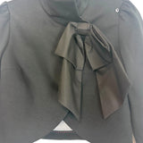 Alice + Olivia Employed Black Snap Front Bow Cropped Blazer Jacket- Size ~XS (no size tag, fits like XS)