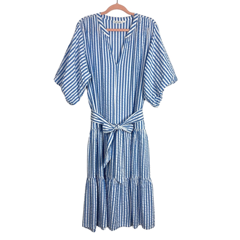 blue canoe dress Blue Stripe Denim Tiered Maxi Dress – Alicia DiMichele Boutique