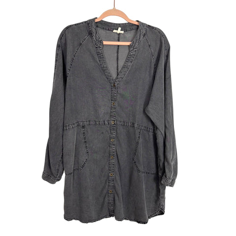 Promesa Grey Shirt Dress - Size L (See Notes)
