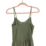 No Brand Sage with Front Cut Out and Tie and Smocked Back Jumpsuit- Size S