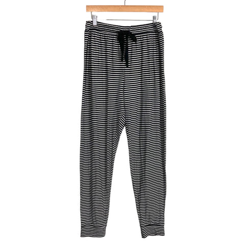 No Brand Black/White Striped Drawstring Lounge Pants- Size L