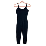 No Brand Black Ribbed Spandex Padded Jumpsuit- Size M