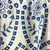 Goodnight Macaroon Cream and Blue Partially Lined Eyelet Back Cutout Dress- Size M (see notes)