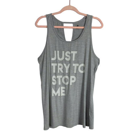 Champion Grey Just Try to Stop Me Back Cutout Tank- Size L