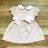 Mint Magnolia Pink Floral Print with White Collar and Back Bow Dress- Size 4T