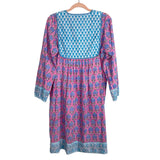 SZ Blockprints Pink/Blue/Green Floral Print Dress- Size L