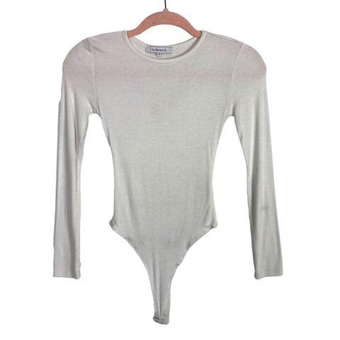 Olivaceous White Ribbed Thong Bodysuit- Size S (see notes)