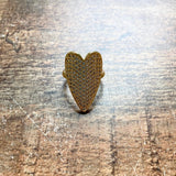 Gold Rhinestone Large Heart Adjustable Ring- Size 6