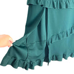 Show Me Your Mumu Emerald Green Ruffle Tiered Front Slit Dress- Size XXL