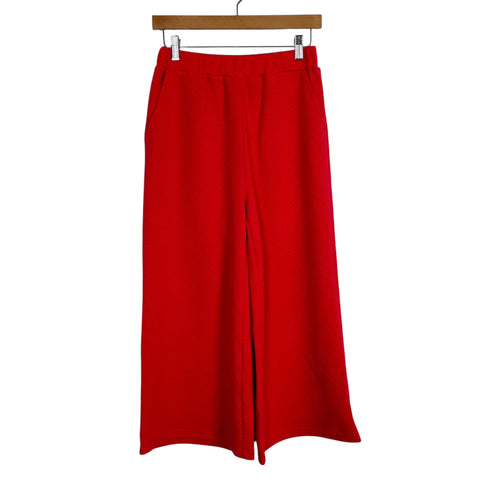 Entro Red Textured Wide Leg Crop Pants NWT- Size S (sold out online, we have matching top, Inseam 22")