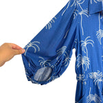 Petal + Pup Blue Printed Linen Blend Drawstring Romper NWT- Size S