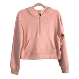 Laslulu Pink Quarter Zip Hooded Cropped Sweatshirt- Size S