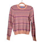 Draper James Pink Heart Patterned Wool and Cashmere Blend Crewneck Sweater - Size XS