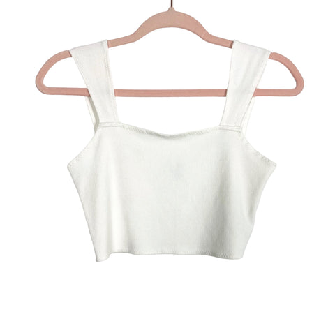 Amuse Society White Ribbed Cropped Tank- Size S