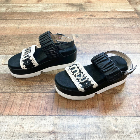 Mou Black with Metal Logo Eva Wedge Sandals- Size 36 (sold out online)