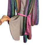 Harlyn Multicolor Striped Sequin Wrap Dress - Size XL